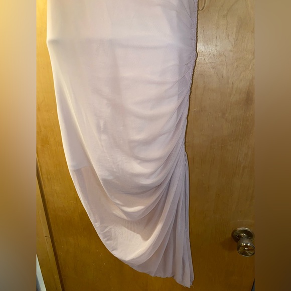 XTRAORDINARY Blush/Nude Mesh Overlay Spaghetti Strap Ruched Sheer Dress - Picture 4 of 8